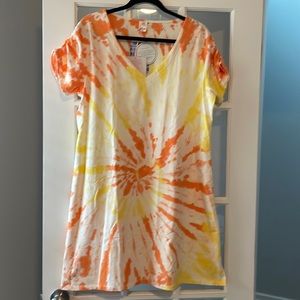 Organic cotton, pink elephant, short sleeve T-shirt dress